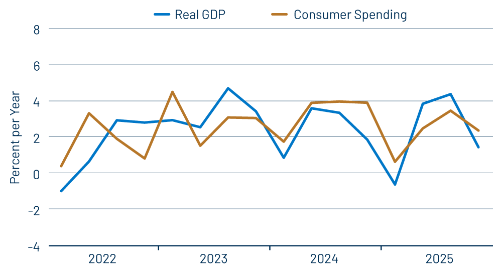 Quarterly Real Growth in GDP and Consumption