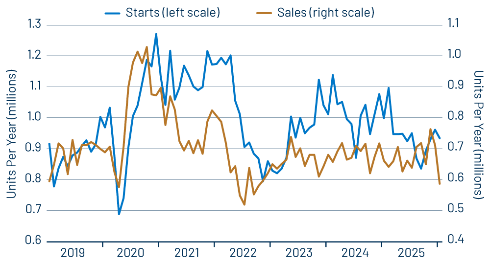 Sales and Starts of New, Single-Family Homes
